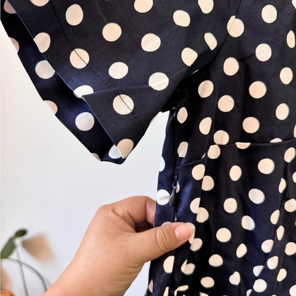 NWOT beautiful pinup polkadot, white and blue dress cotton - Picture 2 of 8